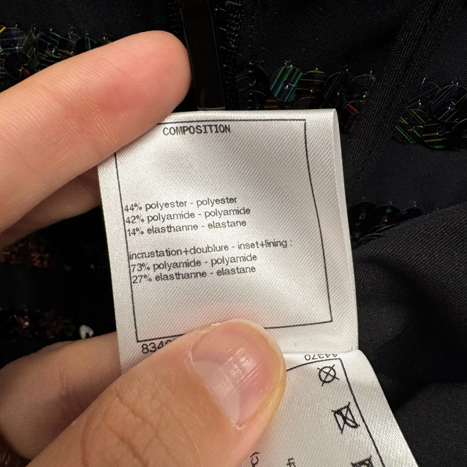 Gilet donna Chanel nero con paillettes impreziosito senza maniche e zip nuovo con etichette 6