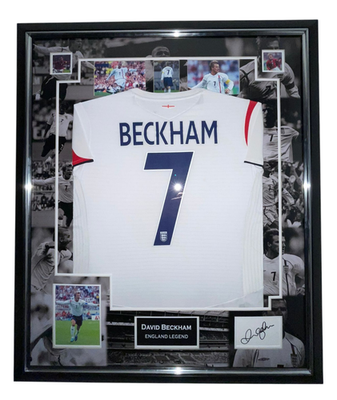 Rare David Beckham England Signed Display with SHIRT Jersey