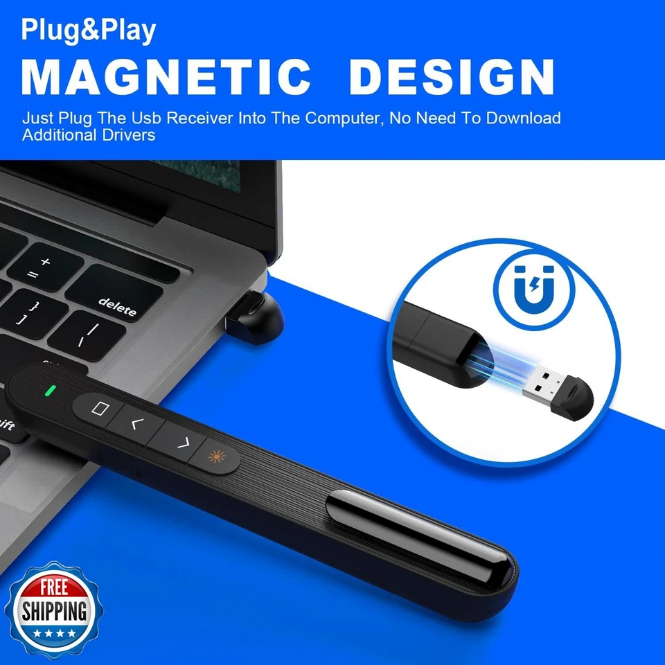 QUI Presentation Clicker for PowerPoint, RF 2.4GHz USB Wireless Presenter Rem - Image 4 of 4