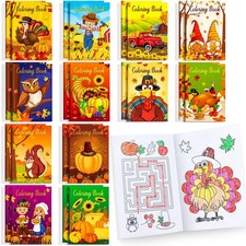 24 PcsThanksgiving Fall Mini Coloring Books for Kids Party Favors