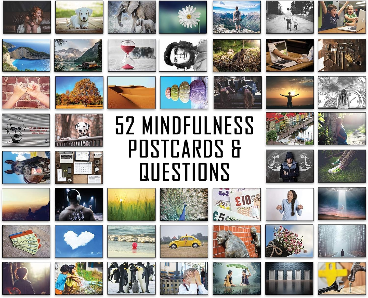 52 Mindfulness Conversation Questions and Images for Coaching Cards, Group Qu...