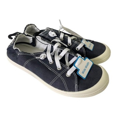 WIDE WIDTH BLUE Time and Tru Women's Scrunch Back Slip-On Sneaker Size 7 wide