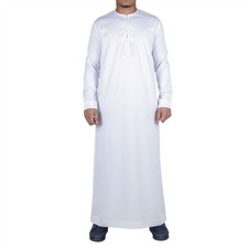 Men's White Satin Emirati Thobe Islamic Clothing  Thobez