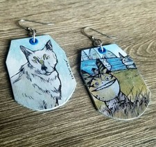 Lothal Wolf and Loth Cats Star Wars Rebels hand-painted Charm earrings
