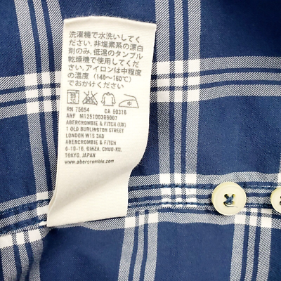 くく。 Abercrombie & Fitch Polo Shirt Men's M Blue & White Plaid Long