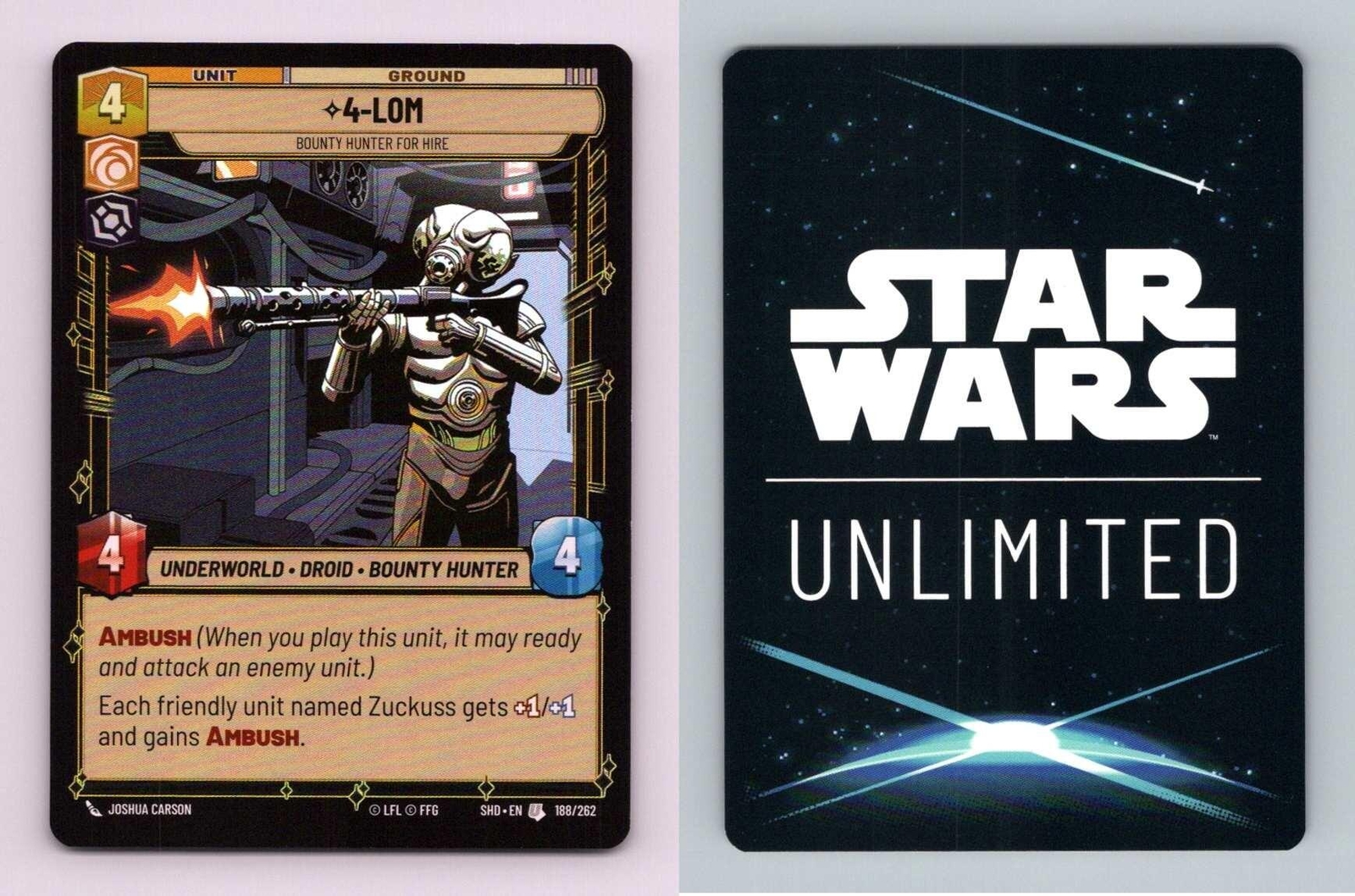 4-Lom #188/262 Star Wars Unlimited Shadows Of The Galaxy Uncommon Foil TCG