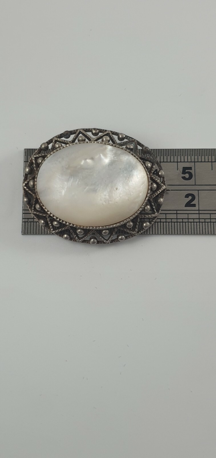 Photo 8 of Sterling Silver brooch with Mother Of Pearl 13g ~ vintage style , BR6