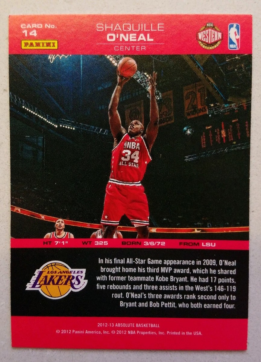 NBA Shaquille O'Neal 13-14 Panini 15枚限定 2012-13 Absolute Panini All-Stars #14 Shaquille O'Neal | eBay