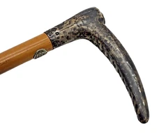 Antique CROSS Sterling Silver / Wood LONDON Horse Bull Whip Crop