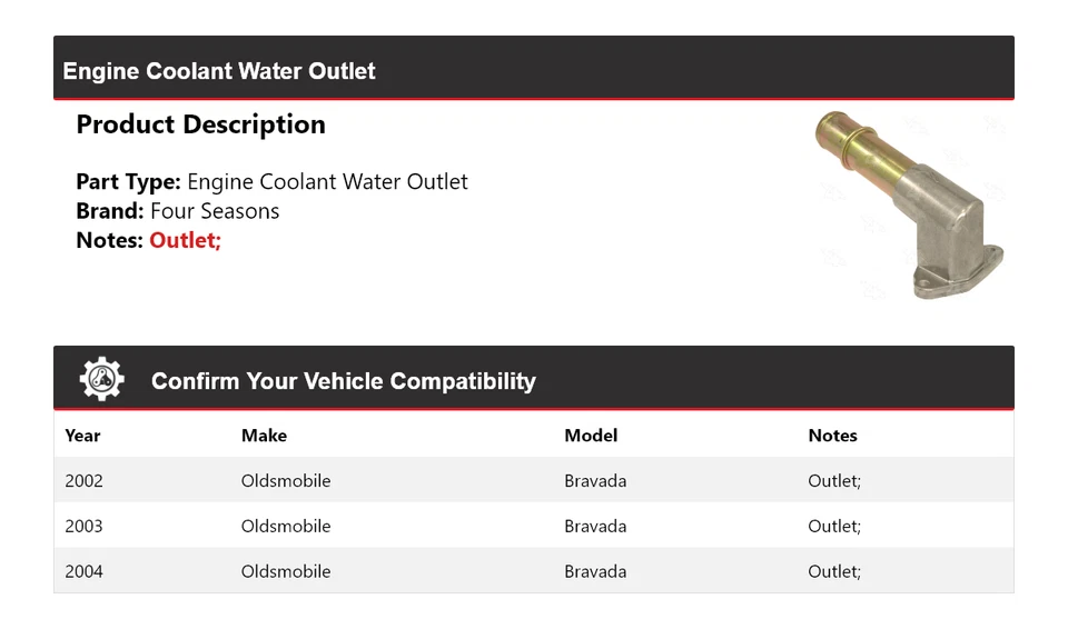 Salida de agua refrigerante motor Oldsmobile Bravada 2002-2004 4 estaciones 2003 Foto 2 de 4