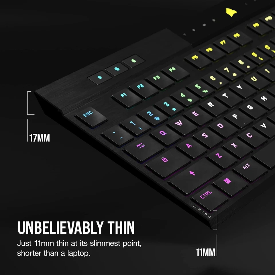 Corsair K100 AIR Wireless RGB Ultra-Thin Mechanical Gaming Keyboard - UK Layout - Image 2 of 4