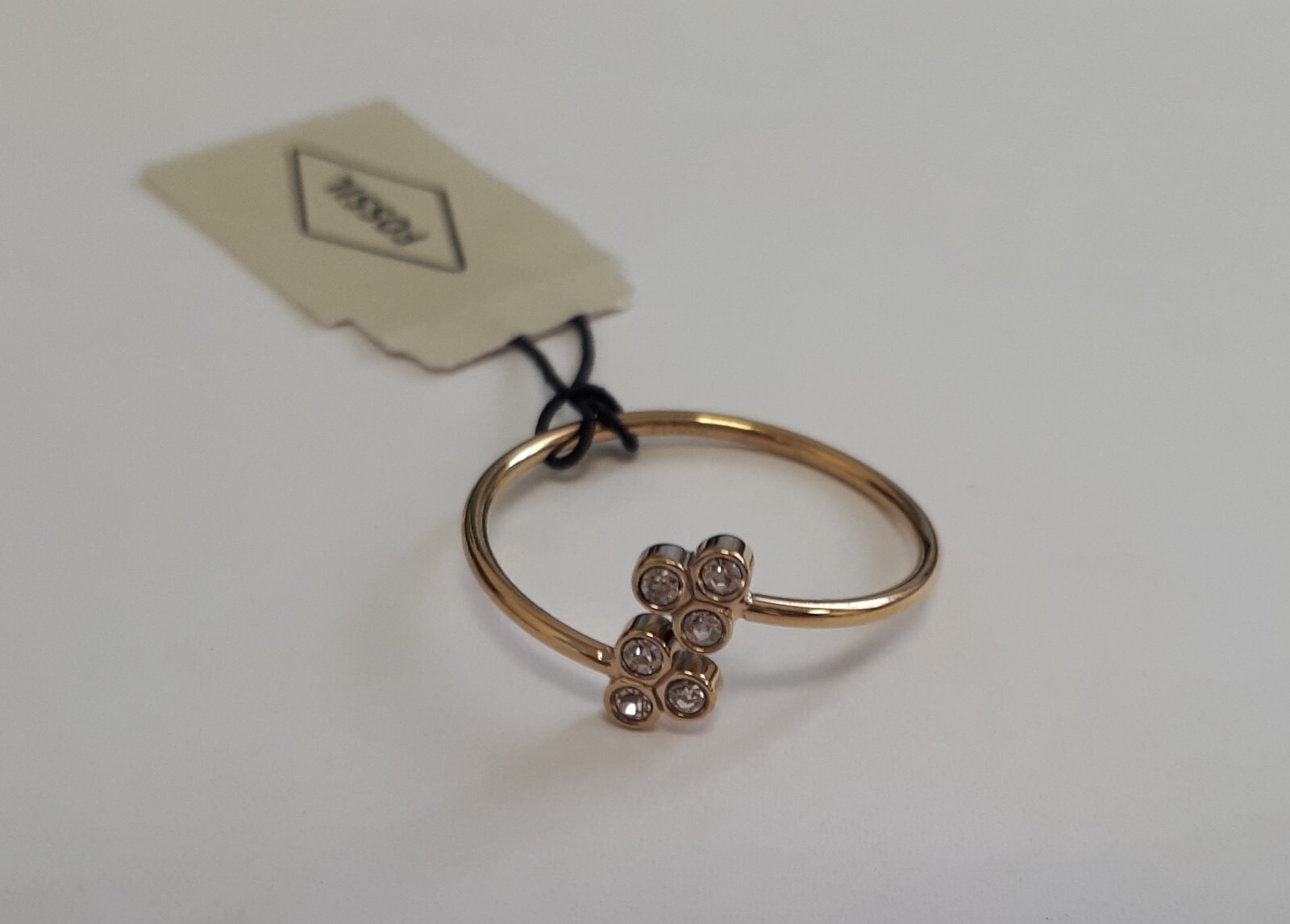 Bague Fossil Sutton pour femme en acier doré brillant taille 58