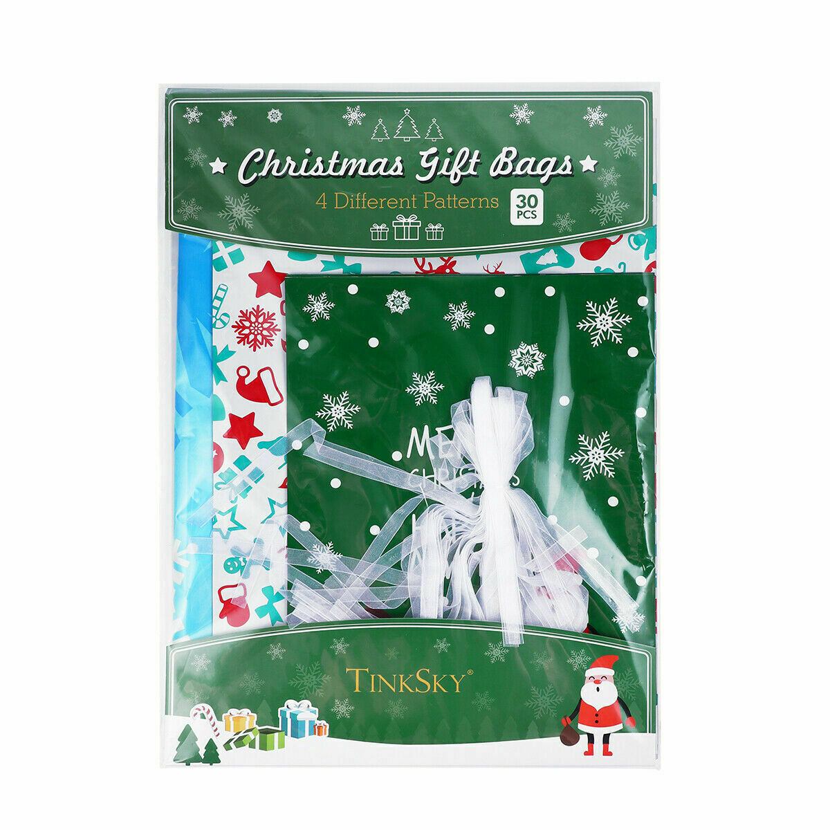 30PCS Large Christmas Sacks Party Gift Bags Drawstring Wrap Present