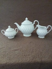 Johnson Brothers Regency White Swirl Three Piece Tea Set