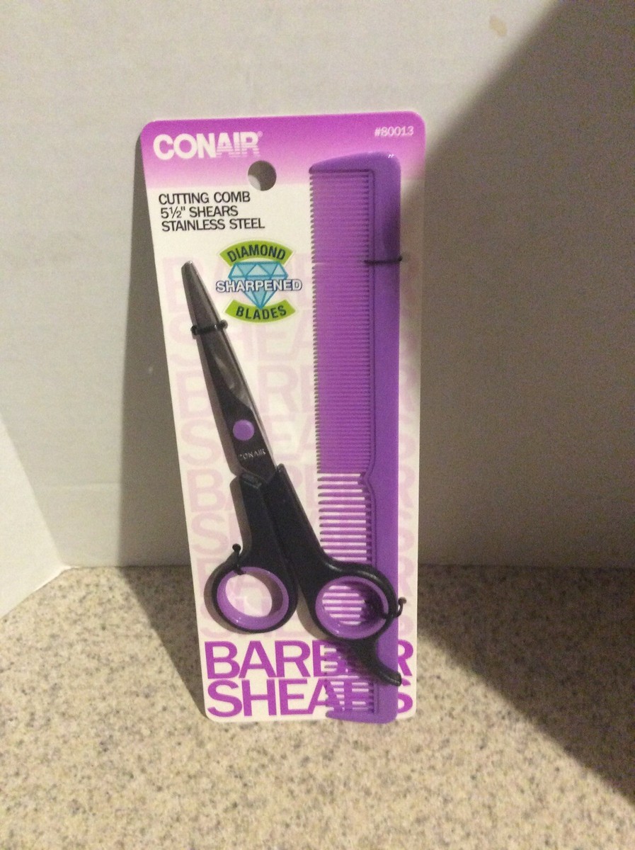 Purple Conair Diamond Sharpened Scissors W/Comb 1/2”