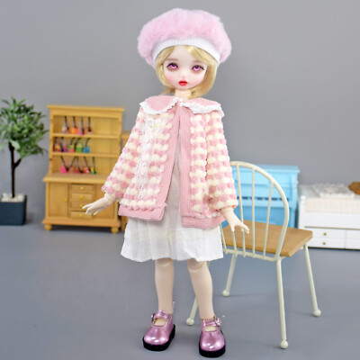 12inch Mädchen BJD Puppe Mit Make-up Rosa Augen Kurze Weiche Haar Kleidung Doll