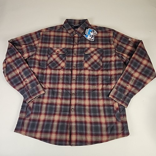 Kuhl Joyrydr Jacket Mens XL Brown Red Plaid Sherpa Fleece Lined Flannel Shacket - 第 1/13 張圖片