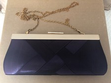 LA REGALE Clutch Purple Evening Bag Satin Purse Chain Party