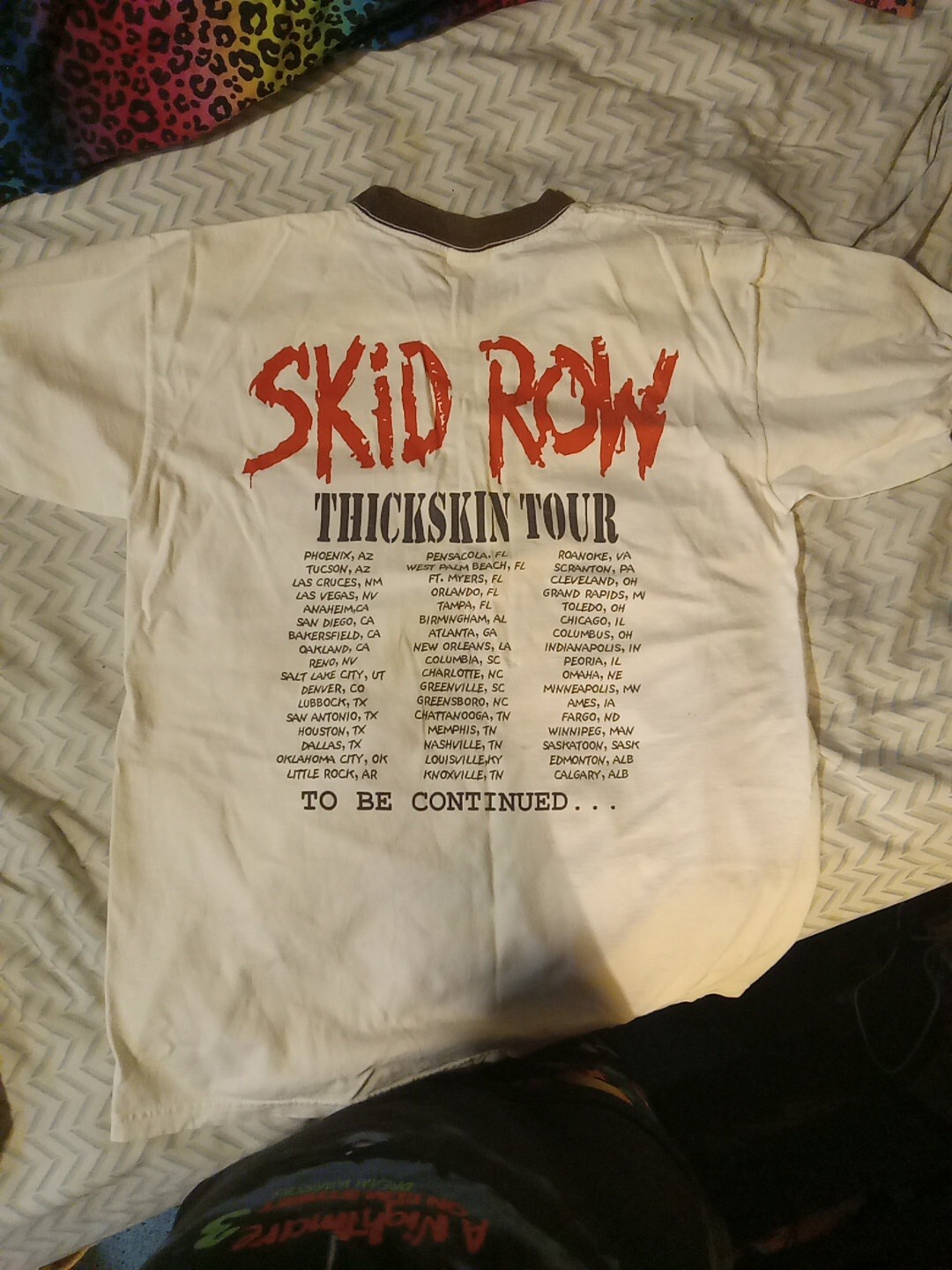 FILA Maglietta grande vintage concerto Skid ROW tour pelle spessa