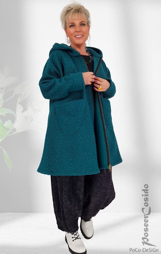 LOOK SDRAIO giacca boucle cappotto nero ❹Fb/XL-XXL-XXXL 44 46 48 50 52 54 56 58 - Foto 36 di 42