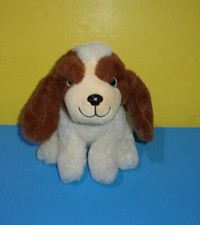 Cute Big Ears Plush Puppy Dog Spaniel Tan and Brown Seated 8" w/ Blue Eyes