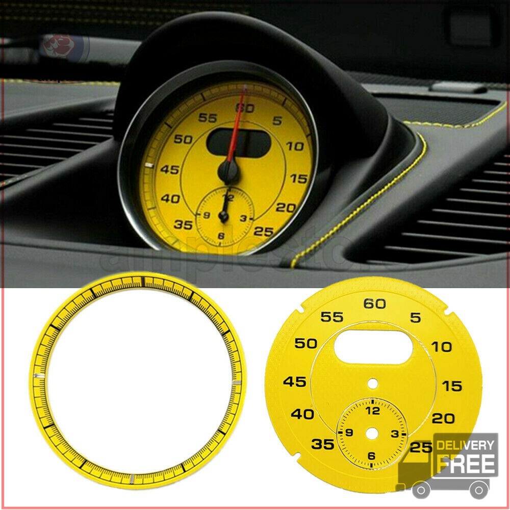 Yellow Dial Clock Gauge Chrono For Porsche Cayman 911 Macan
