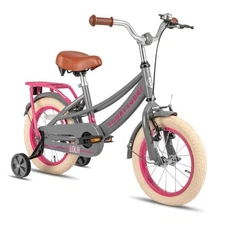  Girls Bike for Toddlers and Kids Age 3 Lola Grey 14 Inch With Training Wheels