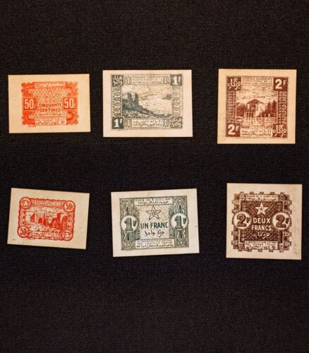 1944 - lot de 3 billets 0,5-1-2 Francs Maroc (REPRODUCTION) - Foto 1 di 1
