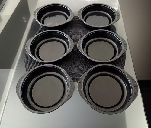 6 Teller Schalen Mikrowellengeschirr Kunststoff Schwarz 400 ml 15 x 3,5 cm