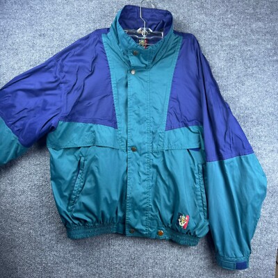 VTG Sunice Golf Rain Jacket Mens Large Teal Blue Colorblock - Main Image