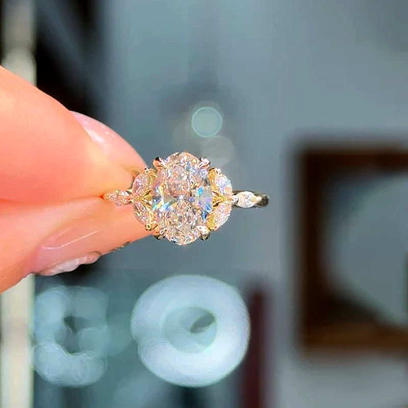 Diamond Ring Wedding Gold Lab Grown IGI Oval Cut 14K White E F VVS  2 Carat
