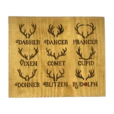 Rudolph & Santa Reindeer Merry Christmas Wood Sign Plaque Engraved Holiday Decor