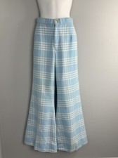 VTG Mod GOGO Levi's 60s/70s Blue Plaid Bell Bottoms Flare Pants Levi's for Gals