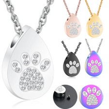 Paw Print Urn Necklace for Ashes Cremation Necklace for Pet Ashes Ash Necklace