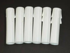 SET OF 6 - 4" WHITE PLASTIC CANDELABRA CANDLE COVER WITH DRIPS 7/8"O.D. 50263JQ