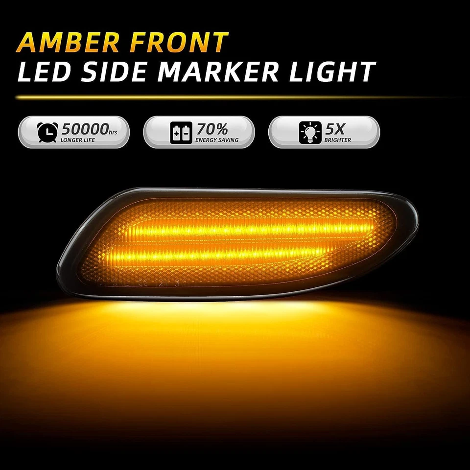 Smoke Bumper LED Side Marker Lights For 2001-2007 Mercedes Benz W203 C Class - Изображение 2 из 4