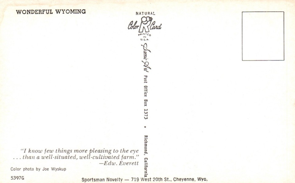 Postcard WY Wonderful Wyoming Pastoral Farm Scene Chrome Vintage PC