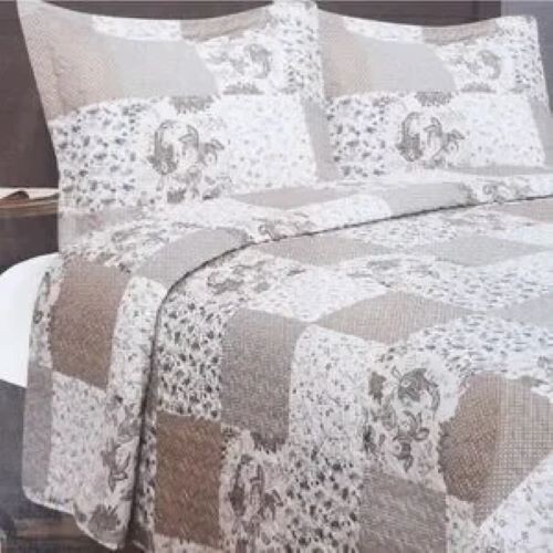 Longmeadow Full Queen Quilt Set Beige Blue - Picture 1 of 3