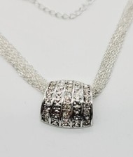 Avon Silver Tone DAY TO NIGHT Crystal Cluster Necklace #67