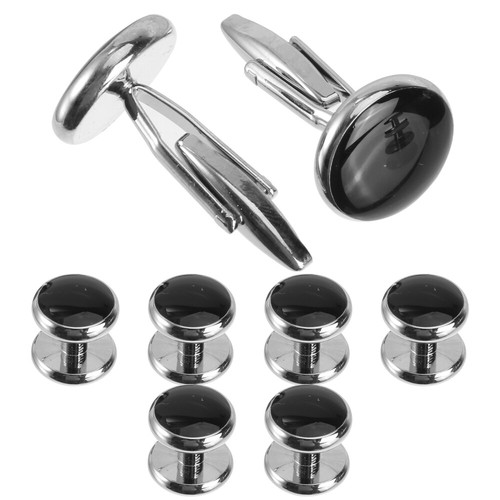 Set 8 pezzi bottoni smoking sposo papà uomo gemelli classici