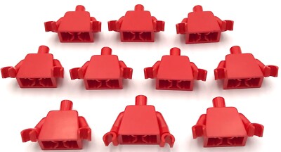 Lego 10 New Minifigure Red Torso Plain Arms Same ColorHands Parts | eBay
