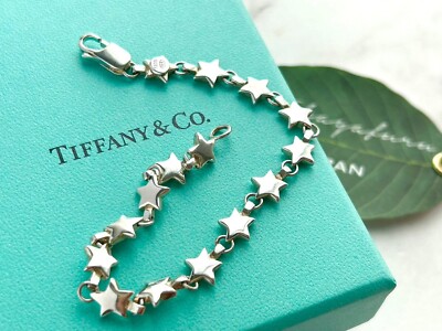 Tiffany & Co. Puff Star Bracelet Chain Link 925 Silver With Tiffany & Co. Puff Star Bracelet Chain Link 925 Silver With