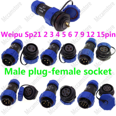 Weipu Waterproof SP21 Aviation Panel Mount Circular Rated Plug & Socket 2-15 pin