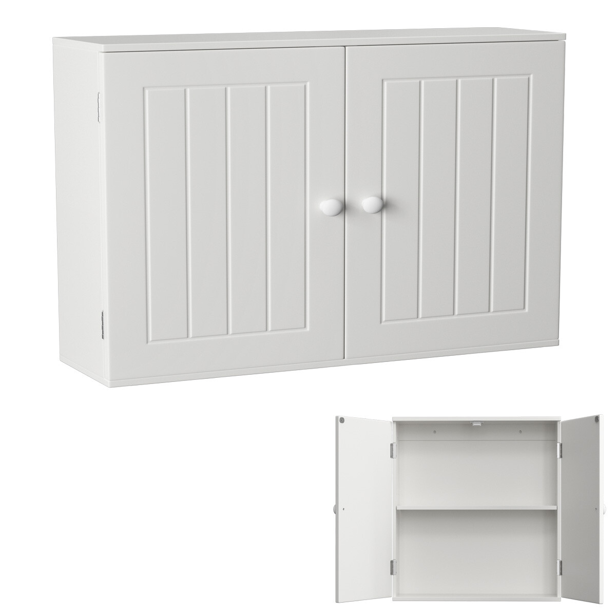 Kitchen Cupboard Cabinet 2 Doors Bathroom Wall Cabinet with Adjustable Shelf