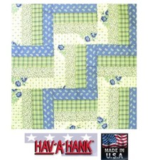 3-USA MADE Hav-A-Hank PATCHWORK Plaid BLUE FLOWER Quilt Bandana Scarf Scarve