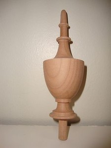 BED OR FURNITURE FINIAL #33 WOOD FINIAL UNFINISHED FOR CLOCK