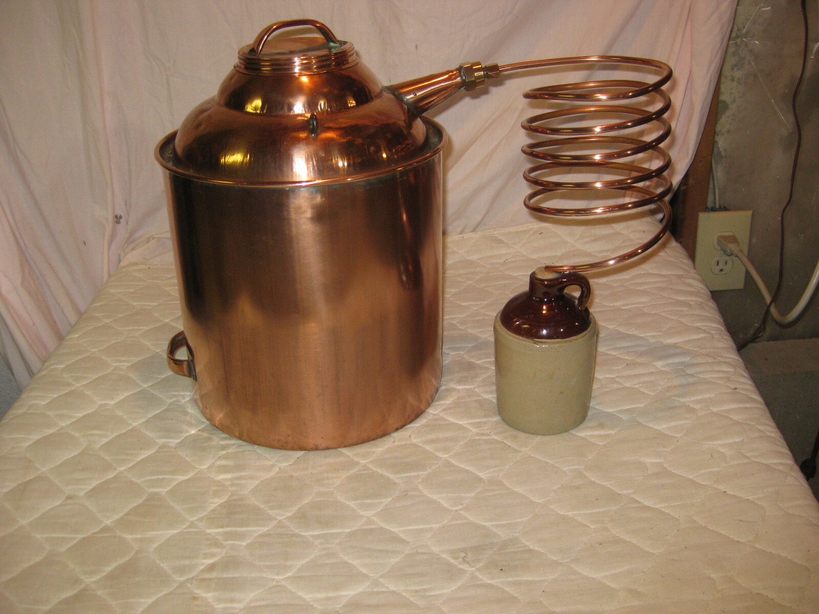 Antique 3.5-4 Gal Copper Moonshine Still w/Coil + OLD JUG-A MAN CAVE MUST!!!