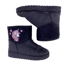 Little Girl Boots Black Glitter Size 11 M Sparkling Unicorn Pull on Lined Chulis