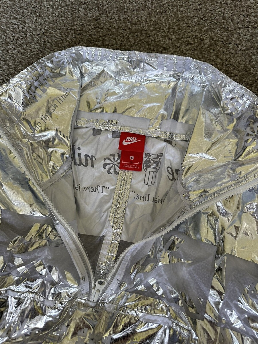 NIKE ナイロン ジャージ メタリックシルバー 2001 上下セット XXL Nike Women's Metallic Sportswear Foil Half Zip Race Pullover