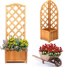 Wooden Garden Planter Natural Plant Flowerpot Box Trellis Support Patio Lattice